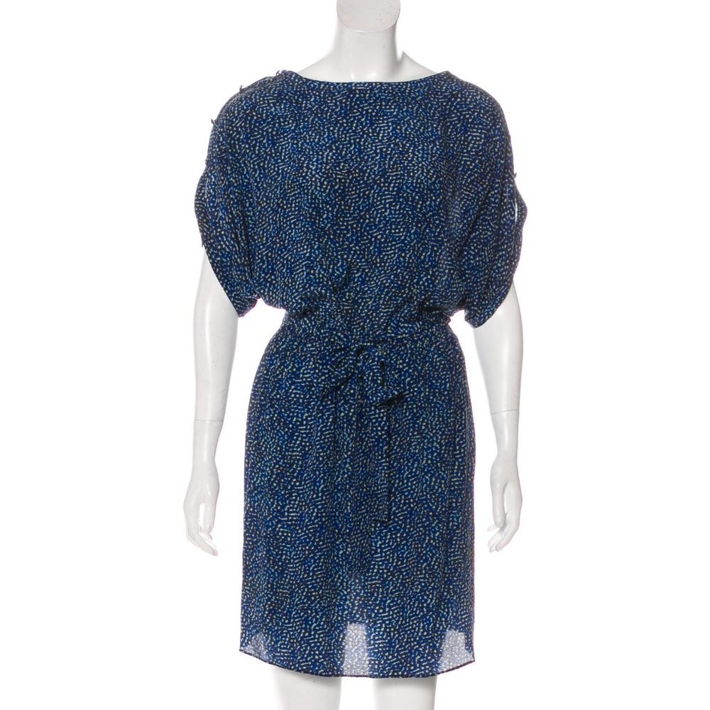 100% silk blue leopard-print Rachel Zoe dress